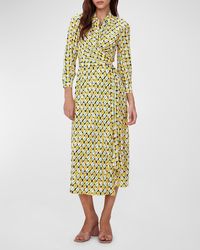 Diane von Furstenberg - Tori Geometric-Print Midi Wrap Dress - Lyst