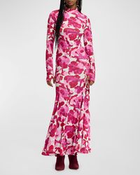 Essentiel Antwerp - Flustered Floral-Print Jersey Mock-Neck Maxi Dress - Lyst