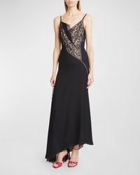 Givenchy - Asymmetric Cowl Gown With Lace Detail - Lyst