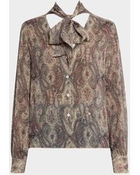 FRAME - The Paisley Silk Blouse - Lyst