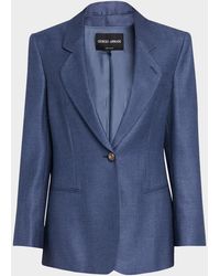 Giorgio Armani - Single-Breasted Silk Blazer Jacket - Lyst