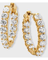 Neiman Marcus - 18k Yellow Gold Diamond Oval Hoop Earrings, 3.6tcw - Lyst