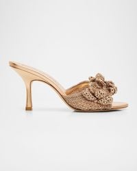 Stuart Weitzman - 85Mm Lotus Metallic Crochet Slide Sandals - Lyst
