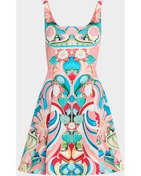 Mary Katrantzou - Freya Square-Neck Sleeveless Fit-&-Flare Mini Dress - Lyst