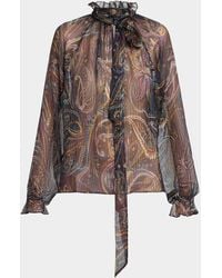 Etro - Paisley Semi-Sheer Silk Blouse - Lyst