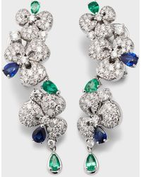 Miseno - 18k White Gold Ischia Diamond, Emerald, And Sapphire Earrings - Lyst