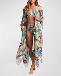 L'Agence - Kara Roses Maxi Kimono Coverup - Lyst
