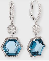 Lisa Nik - 18k White Gold London Blue Topaz Drop Earrings With Diamonds - Lyst