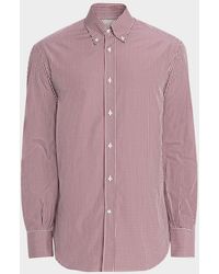 Brunello Cucinelli - Micro-Gingham Button-Collar Sport Shirt - Lyst