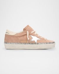 Golden Goose - Hi Star Suede Glitter Low-Top Sneakers - Lyst