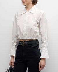 Jonathan Simkhai - Blythe Cotton Poplin Button-Front Crop Shirt - Lyst