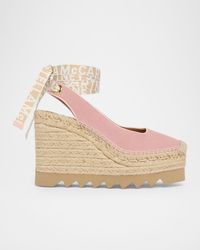 Stella McCartney - 110Mm Gaia Slingback Canvas Wedge Espadrilles - Lyst