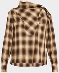 Co. - Plaid Mock-Neck Long-Sleeve Blouse - Lyst