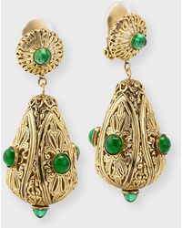 Kenneth Jay Lane - 14K Antique Plated Cabochon Stone Clip-On Drop Earrings - Lyst