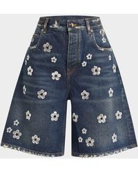 Marc Jacobs - Daisy Sequined Wide-Leg Denim Bermuda Shorts - Lyst