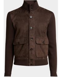 Tom Ford - Suede Front And Ribbed Merino Wool Jacket - Lyst