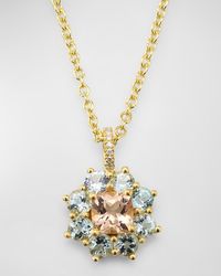Jennifer Meyer - Small Aquamarine And Morganite Flower Pendant Necklace - Lyst