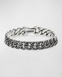 David Yurman - Curb Chain Bracelet With Black Diamonds In Silver, 11.5mm - Lyst