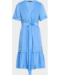 Kobi Halperin - Miranda Pintuck Tiered Linen-Silk Midi Dress - Lyst