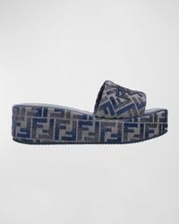 Fendi - Sunshine Ff Chenille Jacquard Platform Sandals - Lyst