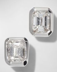 Roberto Coin - 18K Emerald-Cut Diamond Stud Earrings - Lyst
