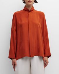 Eskandar - Wide Longer-Back Double Stand Collar Shirt (Mid-Plus) - Lyst