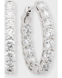 Neiman Marcus - 18k White Gold Diamond Oval Hoop Earrings, 3.6tcw - Lyst