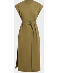 Argent - Belted Cap-Sleeve Cotton Twill Midi Shirtdress - Lyst
