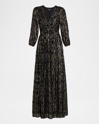 Shoshanna - Rosalie Metallic Twist-Front Maxi Dress - Lyst