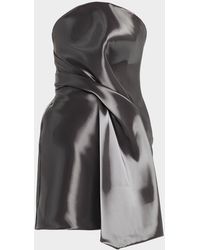 Kate Barton - Kate Strapless Draped Liquid-Effect Mini Dress - Lyst
