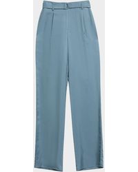 LAPOINTE - Silky Twill Belted Straight-Leg Pants - Lyst