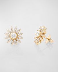 Sheryl Lowe - 14K Pave Diamond Daisy Stud Earrings - Lyst