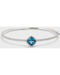 Lisa Nik - 18k White Gold London Blue Topaz Bangle Bracelet With Diamonds - Lyst