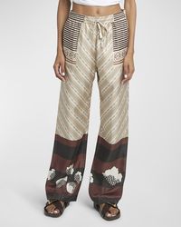 Loewe - X Paula Ibiza Anagram Striped Silk Straight-Leg Pajama Trousers - Lyst