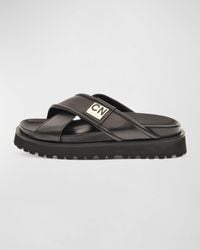 CoSTUME NATIONAL - Leather Chunky Sole Crisscross Slides - Lyst
