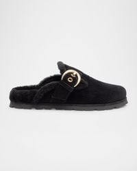 Stuart Weitzman - Chrystie Shearling-Lined Corduroy Mules - Lyst