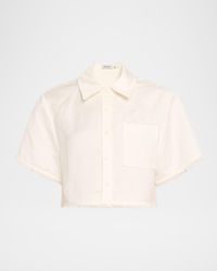 Jonathan Simkhai - Solange Short-Sleeve Cropped Shirt - Lyst