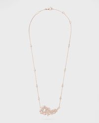Boucheron - 18k Rose Gold Diamond Plume De Paon Necklace - Lyst