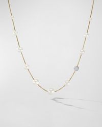 David Yurman - Pearl And Pave Station Necklace With Diamonds In 18k Gold, 1.25mm, 16-18"l - Lyst