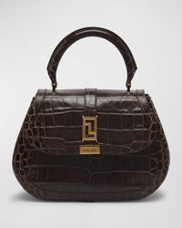 Versace - Greca Goddess Medium Croc-embossed Top-handle Bag - Lyst