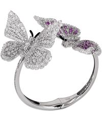 Staurino - 18k White Gold Diamond & Pink Sapphire 2-butterfly Bracelet - Lyst