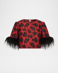 MILLY - Ruthe Poppy Jacquard Short-Sleeve Top - Lyst