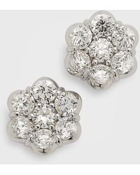 Bayco - 18k White Gold Floral Diamond Stud Earrings - Lyst