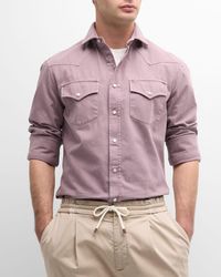 Brunello Cucinelli - Cotton Snap-Front Western Shirt - Lyst