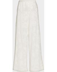 LoveShackFancy - Jessia Cotton-Blend Wide-Leg Pants - Lyst