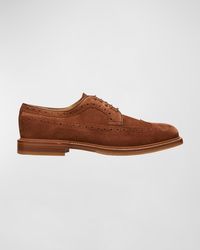 Brunello Cucinelli - Suede-Leather Wingtip Derby Shoes - Lyst