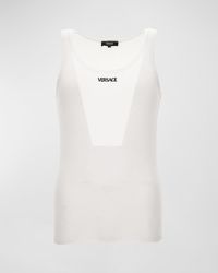 Versace - Embroidered Logo Tank Top - Lyst