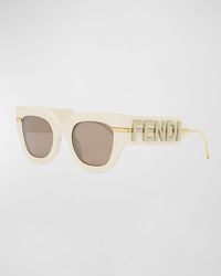 Fendi - Logo Acetate & Metal Cat-eye Sunglasses - Lyst