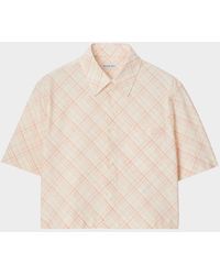 Burberry - Check Short-Sleeve Crop Button-Down Shirt - Lyst