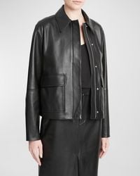 Vince - Leather Zip-Front Jacket - Lyst